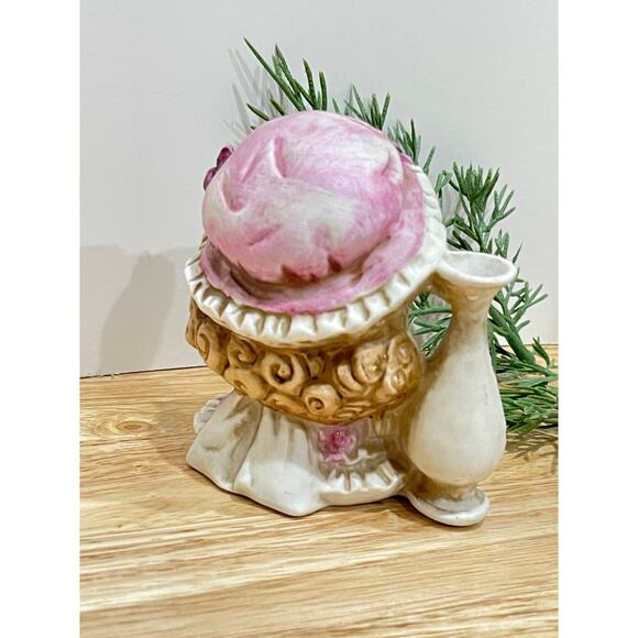 Vintage Rare Find Sitting Porcelain Ceramic Hat Girl With Jug Vintage Rare Find Sitting Porcelain Ceramic Hat Girl With Jug
